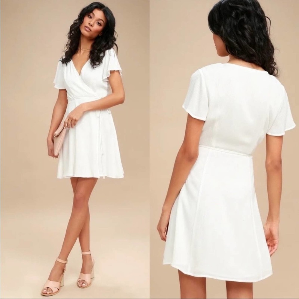 Lulu's Harbor Point White Wrap Dress in White